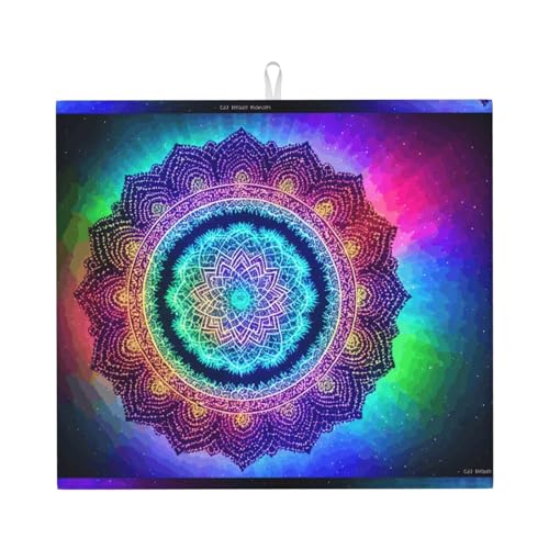 Tapete de secado para cocina HHGFASD Complex Mandala Patrón Ultra Absorbente, Reversible y Elegante Tapete para Encimera de Cocina