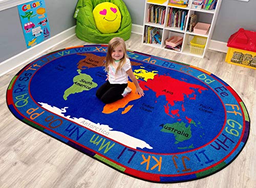 Alfombra Ovalada Mapa Mundo 4' x 6' KIDCARPET.COM miniatura 4