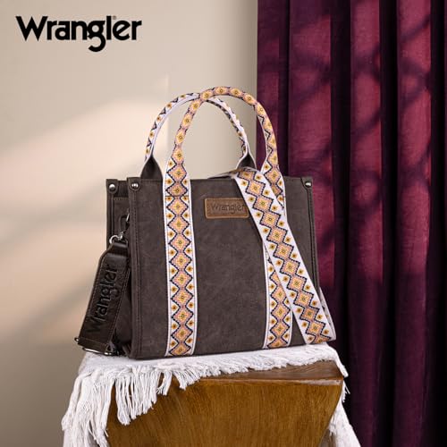 Image of Wrangler Tote Bag for Women, Western Purse with Zipper, Top Handle Satchel Handbag with Adjustable Crossbody Strap