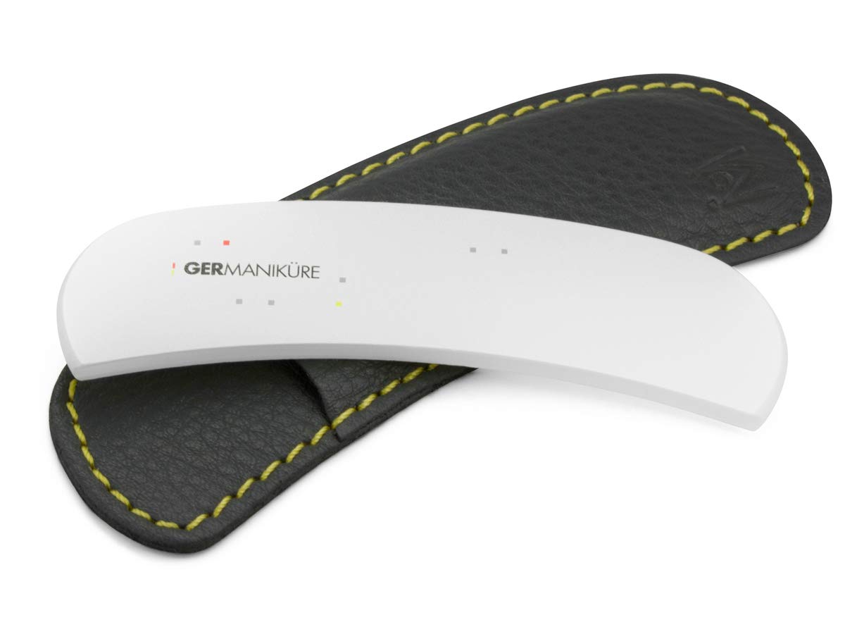 Moon (White) : Double Sided Pocket Size Curved Crystal Glass Moon Shape Nail File in White