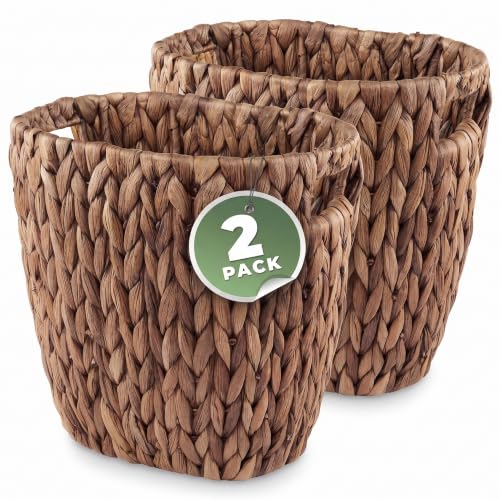 84ECO 2-Pack 3 Gallon Brown Wicker Trash Cans for Bathroom, Bedroom, Office