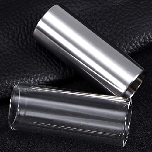 TOYANDONA 2pcs Guitar Slide Glass Slide Stainless Steel Slide 70mm Bottleneck Guitar Slide Ring Guitar Acccessories for Guitar Bass(Transparent and Silver) - Image 2