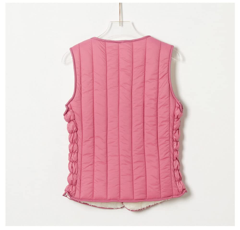Veste Sans Manches Femme, Weste Damen Gilet Matelassé Léger Rose Mince Doublure En Peluche Gilet Chaud Rembourré Steppweste Manteau D'Hiver Sans Manches Pour Femmes Adolescent Bureau Sport De Ple