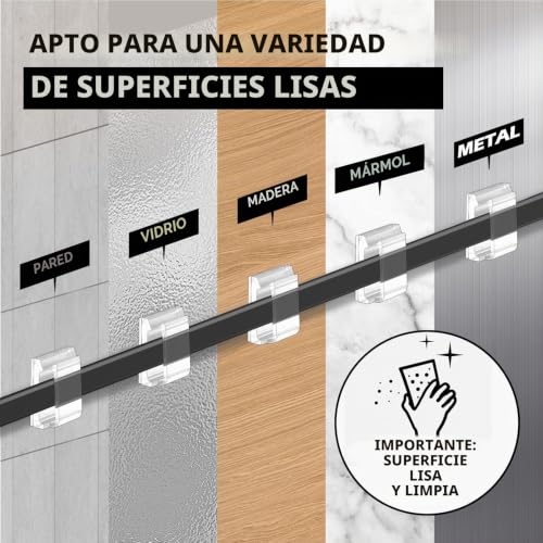 Miniatura 4 de Agptek Cable Tdiy Clips Transparentes, Paquete De 100 Autoadhesivos, Para Escritorio, Pared, Taller, Hogar, Oficina, Al Aire Libre, Navidad, Decoración Colgante De Hadas