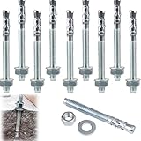 Bolzenanker M10 Schwerlastdübel, Metall Schwerlastanker M10, Betonanker Verzinkt, Ankerschrauben Aus Verzinktem Stahl für Geländer Fenster Vorhangfassaden Maschinen Balken - 10 Stück M10 x 150 mm