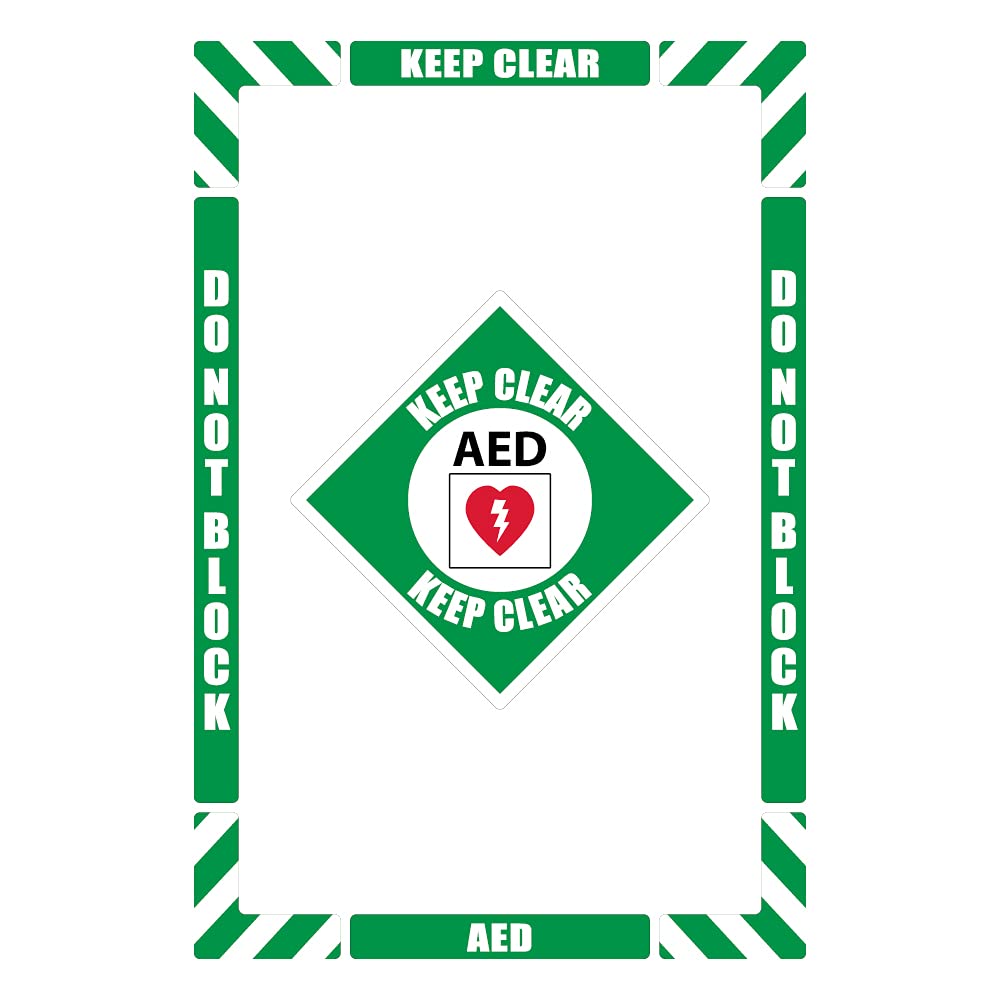 NMC WFK03 - Kit de marcado para suelo (configurable (incluye 12 x 12 tiras de marcado con ángulos de esquina), superficie antideslizante texturizada, Aed Keep Clear
