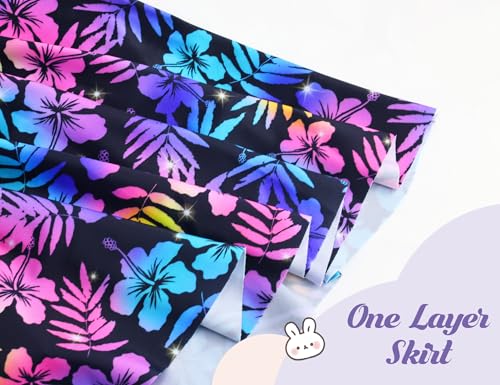 Image of Girls Swimsuits Kids One Piece Sleeveless Swimwear Skirted Bathing Suit Summer Swim Dress with UPF 50+ Sun Protection
