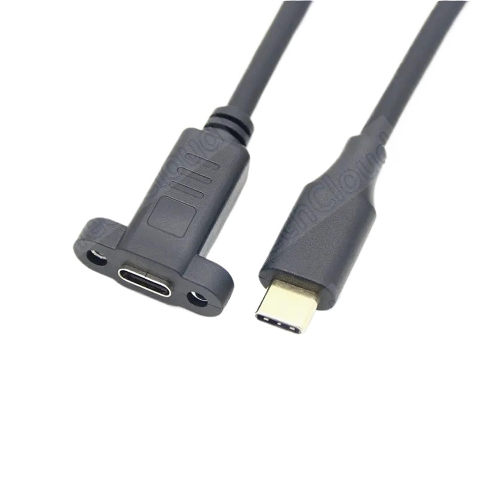 Wtyczka USB-C na gniazdo z otworem na śrubę do przedłużenia kabla do transmisji danych. Przedłużacz USB 3.1 typu C ze śrubą montażową panelową (1 m, USB 3.1)