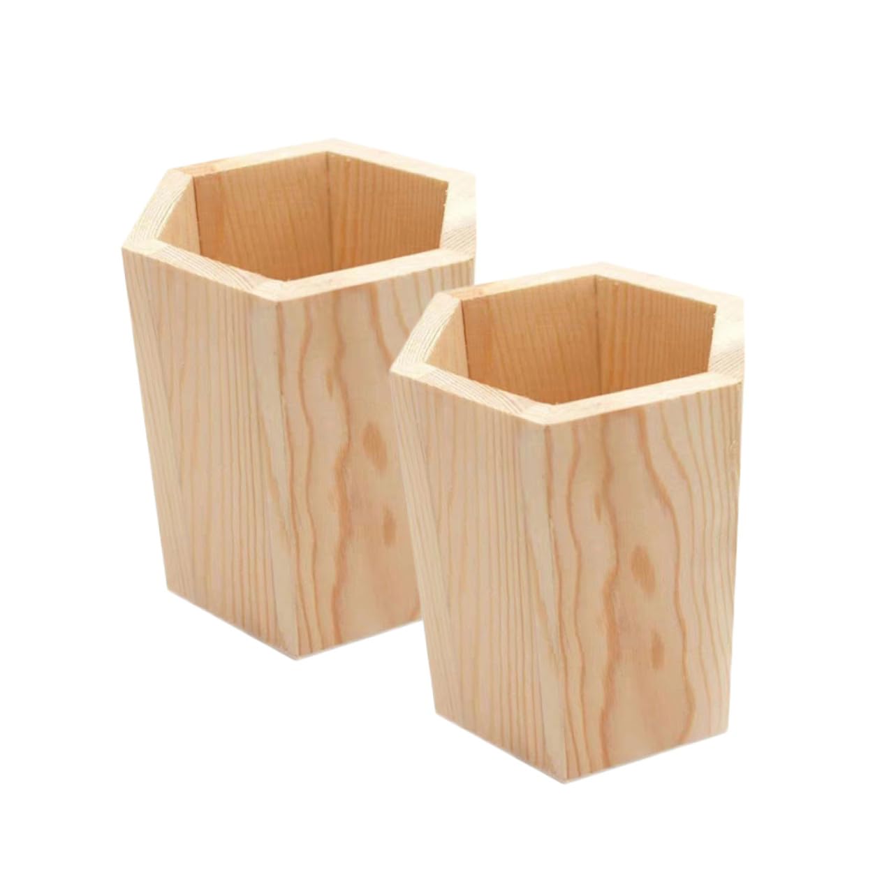 Angoily 8 Pièces Porte Stylo Bois de Pin Pot Multifonction pour Pinceaux Maquillage Rangement Stylos et Accessoires Bureau Organiseur Stable pour Bureau Chambre et Salle de Classe