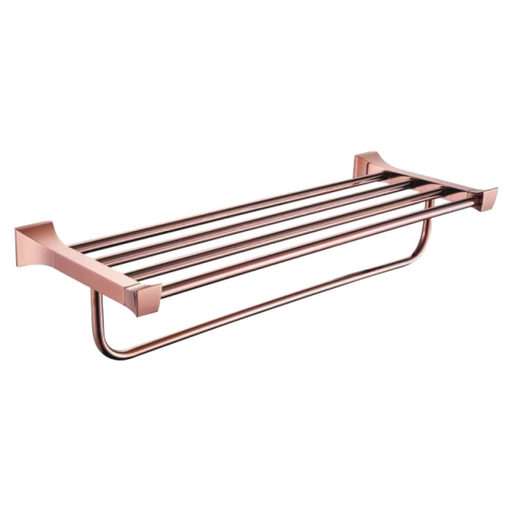 Estante de vidrio con soporte de papel anticorrosivo en oro rosa de pared