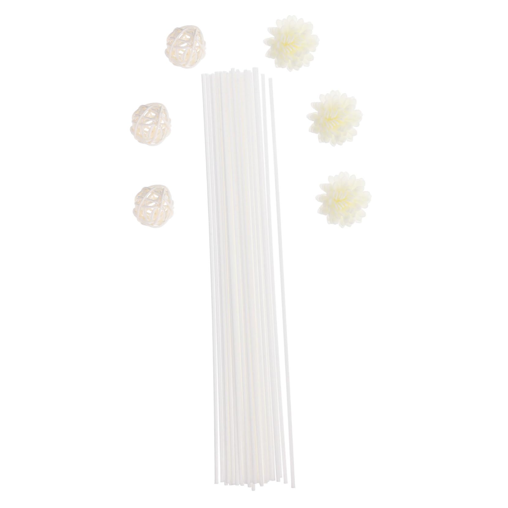 VALICLUD Bâtonnets Diffuseurs de Parfum D’Ambiance 30 Pièces Blanc, Bâtonnet en Rotin Fleurs Artificielles PE, Diffuseur Aromathérapie Longue Durée, Maison Été Salon Chambre Bureau