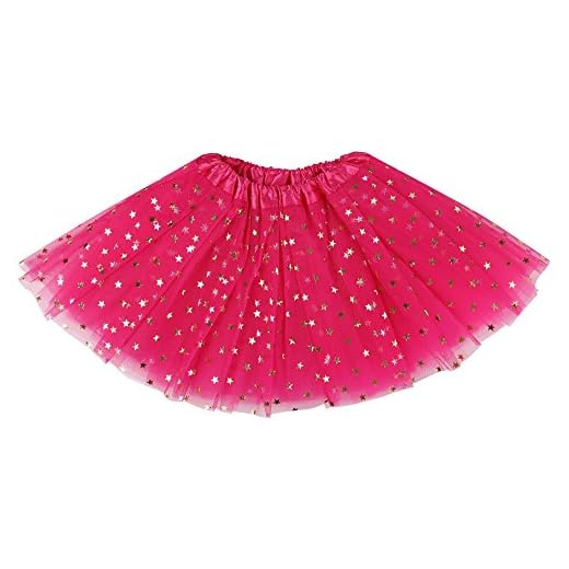 Simplicity Girls Tutu 4 Layers Tulle Dress Up Princess Tutu Skirt, Rose, 2-8 Years
