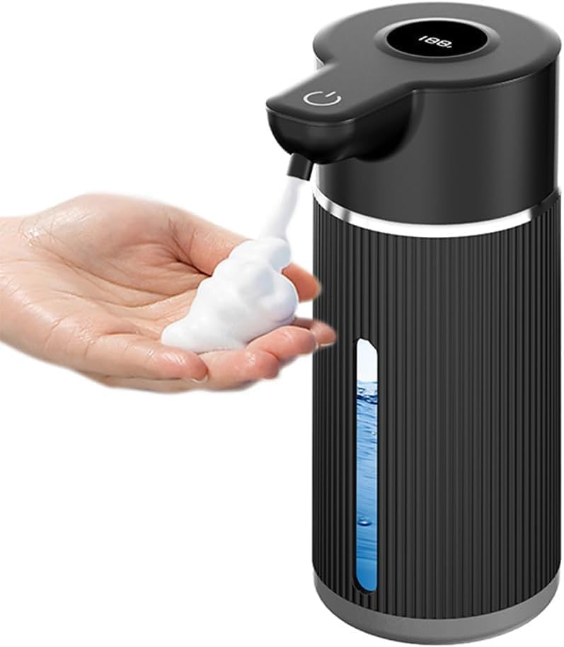 Automatic Soap Dispenser, Rechargeable Sensor Hand Wash Dispenser with Digital Electricity Screen, 450ML Large Capacity, 4-Speed Adjustable Auto Foaming Dispenser for Bathroom (Black)