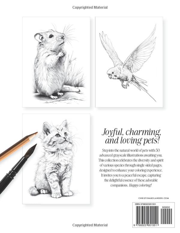 Pet Portrait Coloring Book: 50 Advanced Greyscale Illustrations | Artistic Depth for Ages 12 and Up | A Relaxing Journey for Teens and Adults (The Animal Kingdom Coloring Artistry Series) - Image 2
