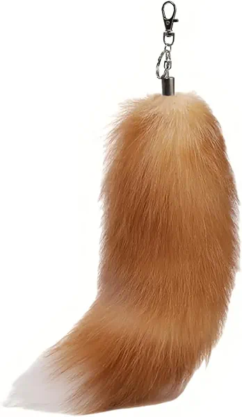 Iivos Fluffy Therian fox Tail Keychain - Soft Fur, Realistic Colors, Durable, Perfect for Cosplay, Renaissance Fairs