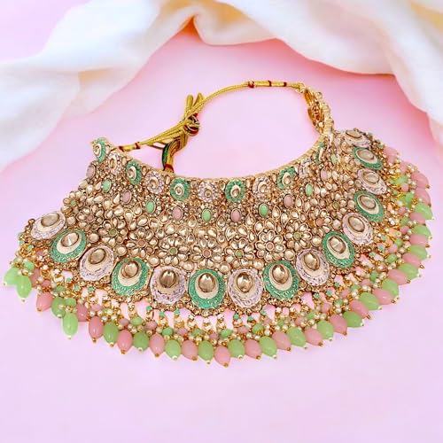 Image of Lucky Jewellery Traditional White Color Gold Plated Kundan Bridal Wedding Set For Girl & women (W1ZK-1080-W)
