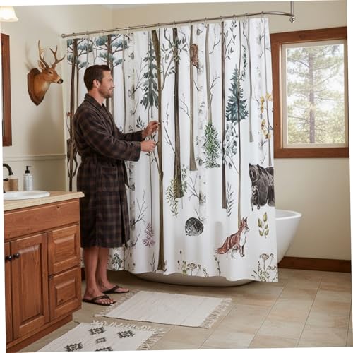 Rideau de douche polyester imperméable pour stopper l'eau et embellir une pièce rustique - 4