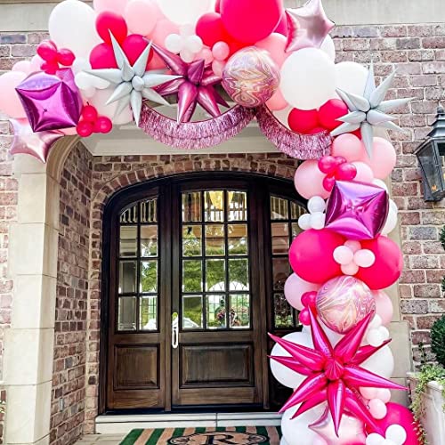 50 Pcs Hot Pink Foil Cone Star Balloons Big 26 Inch Pink Explosion Star Mylar Balloons 12 Point 3D Starburst Star Balloons For Party Supplies Christmas Birthday Wedding Decorations Party Supplies #TOP4