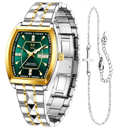 Montre femme tonneau Verta bicolore pour un style décontracté chic
