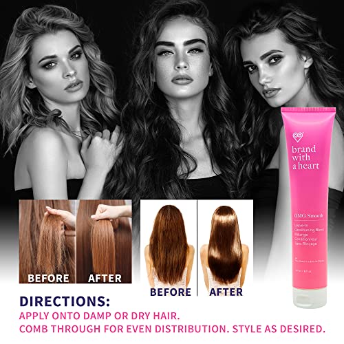 Omg Smooth Leave In Conditioner For Dry Damaged Hair - Controls Frizz And Smooths Hair With Maqui Berry And Vitamin C, Heat Protectant For Strong & Healthy Hair, Silicon And Sulfate Free, Vegan, 6 Ounces #TOP5