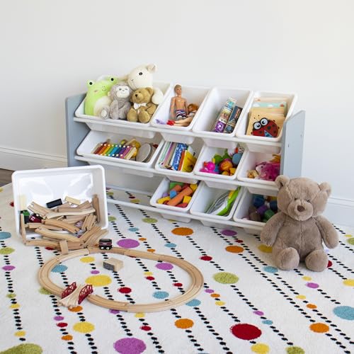 Image of Humble Crew Made for Me Kids Toy Storage Organizer with 12 Storage Bins, Grey /White