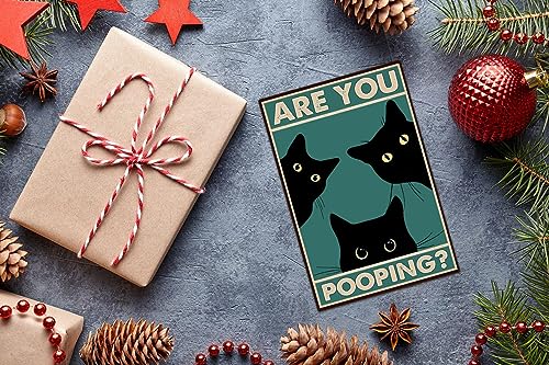 Bestylez TPH202111 Black Cat Are You Pooping Funny Tin Signs Bathroom Wall Decor 8 X 12 Inch thumb #6