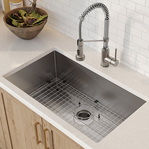 Kraus 32" Undermount Kitchen Sink W/ Bolden™ Commercial Pull-Down Faucet And Soap Dispenser In Stainless Steel/Chrome #TOP1
