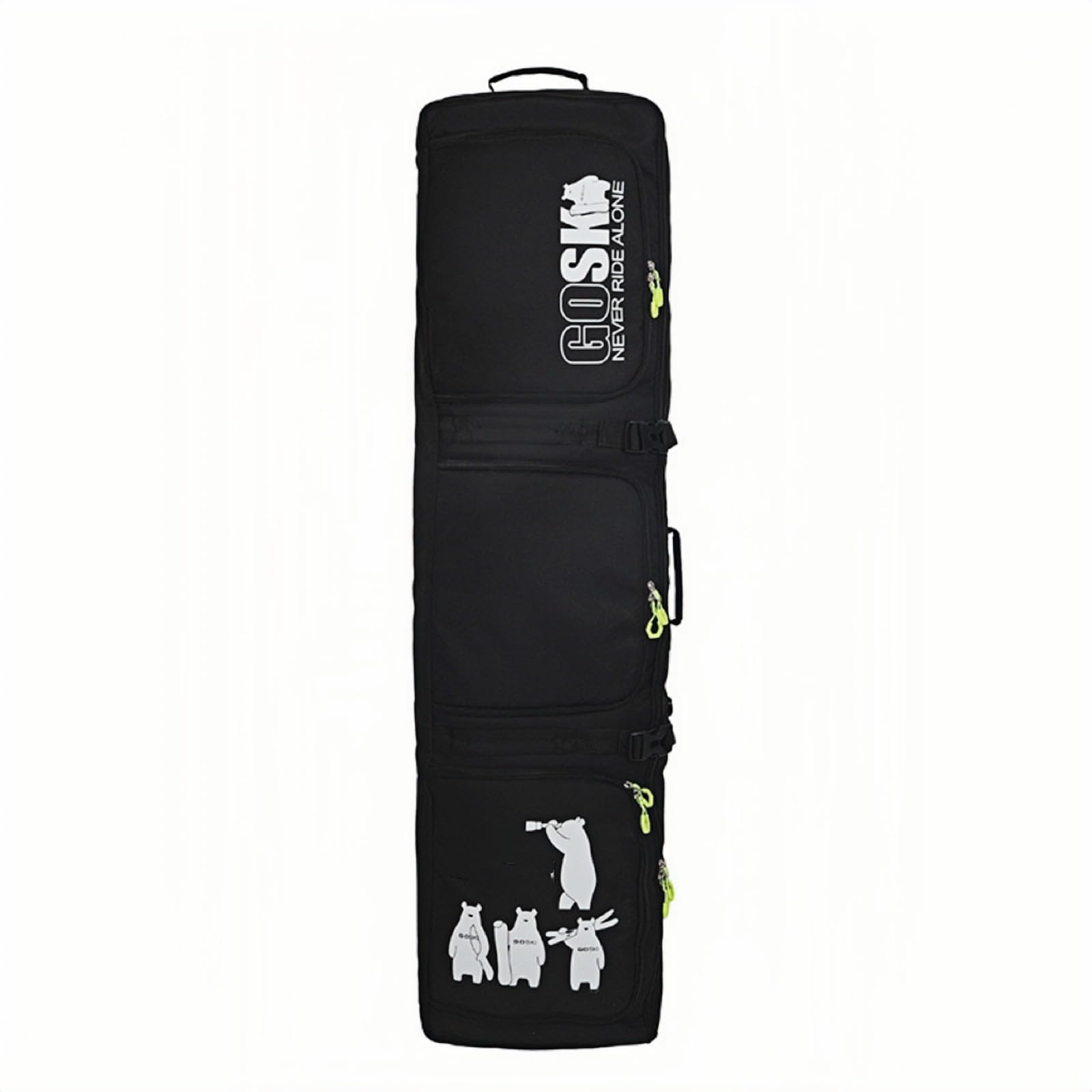 Torba snowboardowa dla dzieci na kółkach, w pełni wyściełana, 132 x 32 x 15 cm, wyściełana torba snowboardowa, torba na buty narciarskie, kije, wyposażenie narciarskie