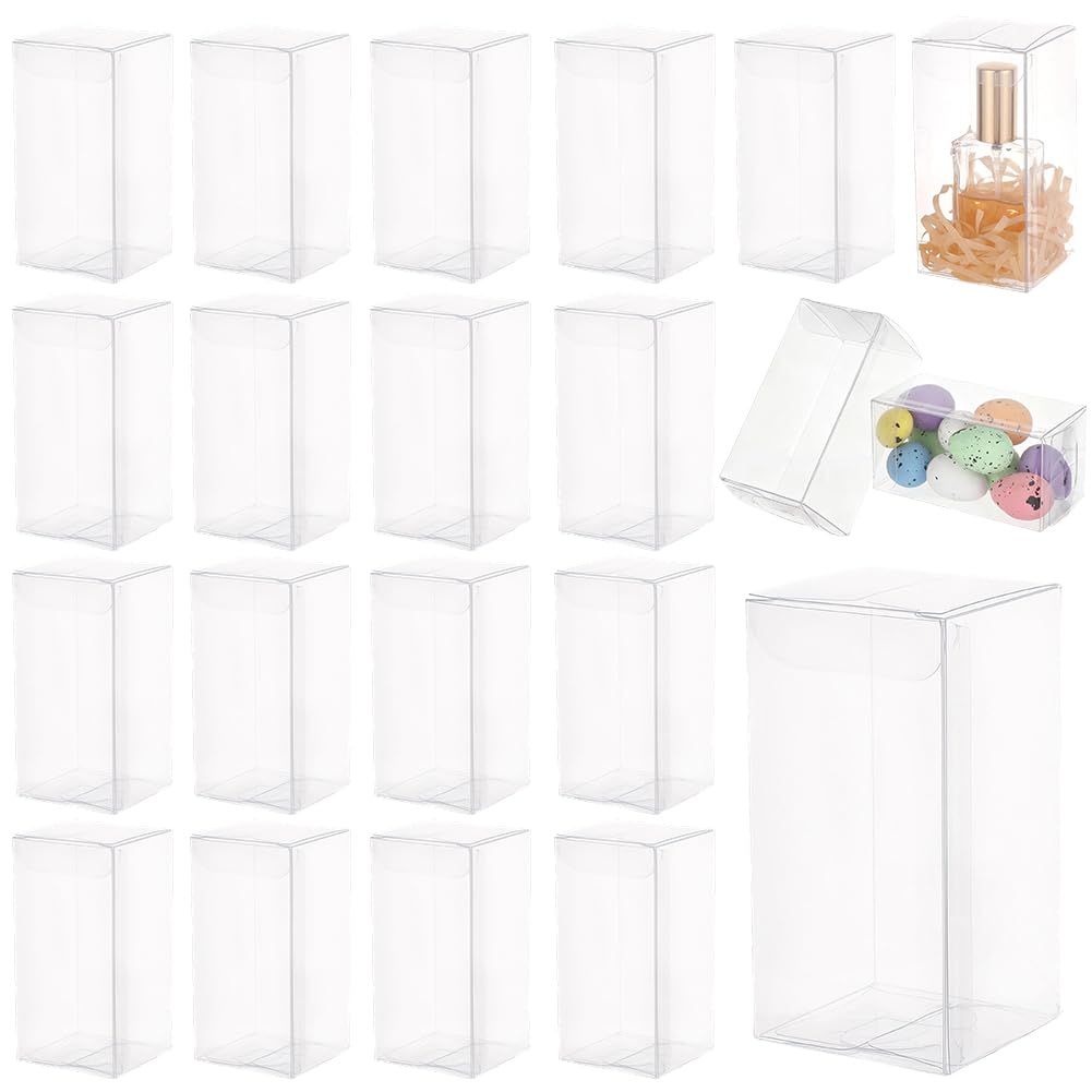CREATCABIN 30Pcs Clear Gift Boxes Rectangle 4x2x2 Inch Plastic Favour Boxes with Full Window PVC Present Candy Chocolate Cookies Crafts Gift Packing Containers for Christmas Wedding Party Festival