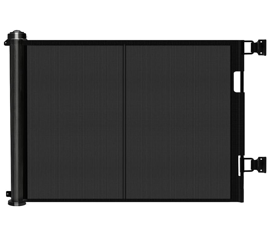 Barrera protectora para escaleras, extensible, 0 200 cm, para niños, gatos y perros, adecuada para interiores y exteriores (200 cm/negro)