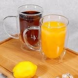 RRMMAN Clear Glass Double Wall Insulated Round Coffee Mugs Set of 2 Pieces, Large Insulated Layer Coffee Cups, 15oz Coffee Mug Clear Borosilicate Mugs, Perfect for Cappuccino, Tea, Microwave Safe - Image 9