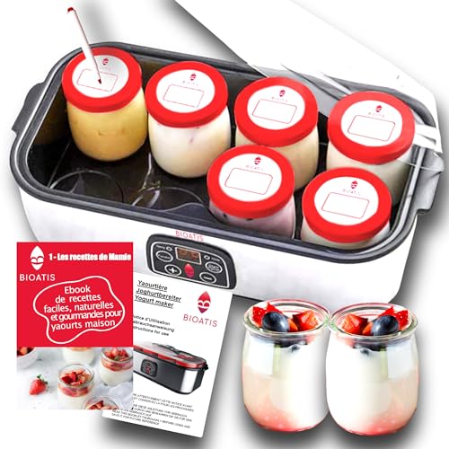 Mejoradora de la yogurtera compacta. Incluye un recetario económico. Etiquetas por tapa y marcador...