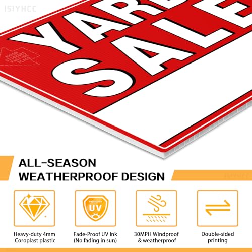image for ISIYHCC 5-Pack Yard Sale Signs with Metal Stakes & 440 Price Stickers 