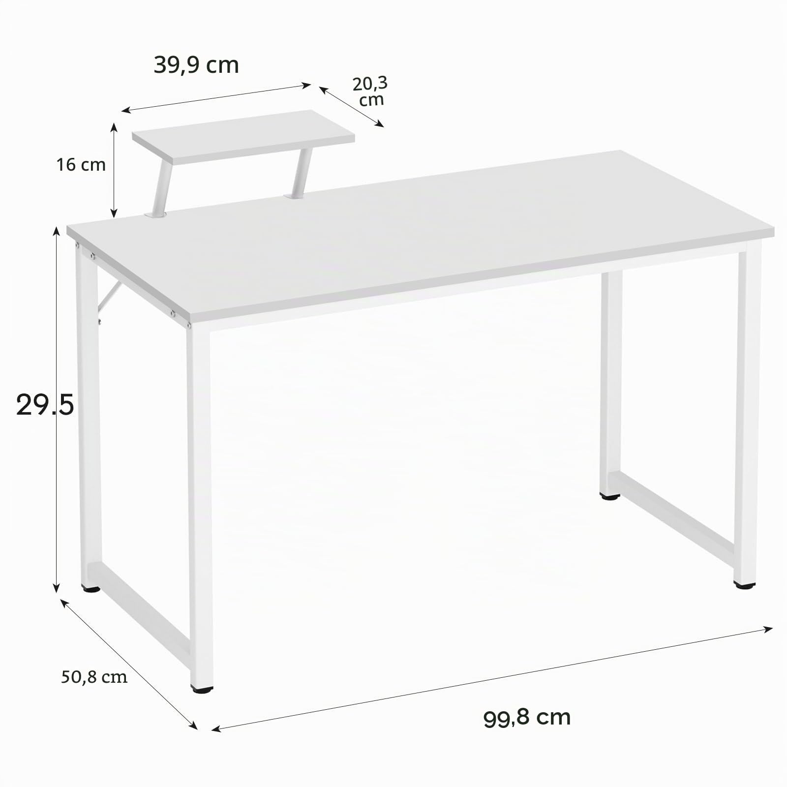 soges Scrivania 100 x 50 cm, scrivania per computer portatile, tavolo da lavoro, scrivania in legno, stabile e durevole, per casa e ufficio, bianco