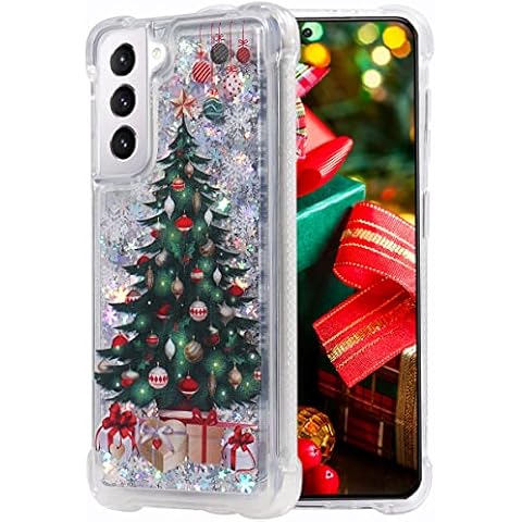 FLOCUTE Galaxy S24 Plus Case, Galaxy S24 Plus Glitter Case Clear Sparkle Floating Liquid Soft TPU Cushion Luxury Fashion Girly Women Cute Case for Samsung Galaxy S24 Plus (Christmas Tree) Cover