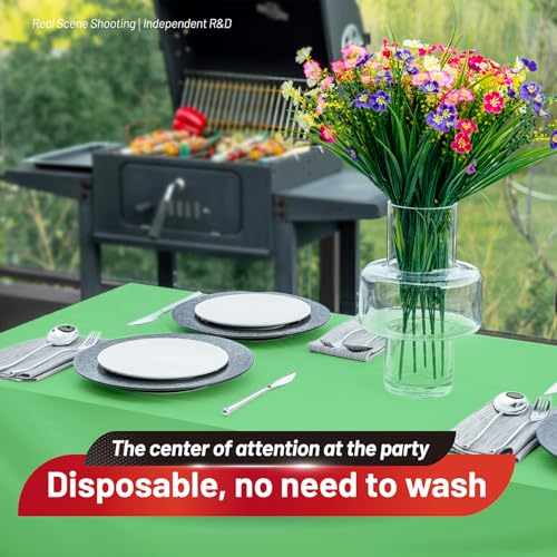 Image of Plastic Table Cloth, 110 Ft X 54 In Plastic Table Cloth Disposable Sage Green Tablecloth Premium PEVA with Any Cut Sliding Cutters Disposable Tablecloth for Picnics, Parties, Birthdays, Festivals