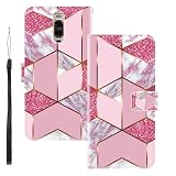 WUACYEAMING für Huawei Mate 9 pro Hülle Premium PU Leder Flip Klappbare Stoßfeste Magnetische Schutzhülle Tasche mit Kartenfach Geld Slot Ständer Marmor