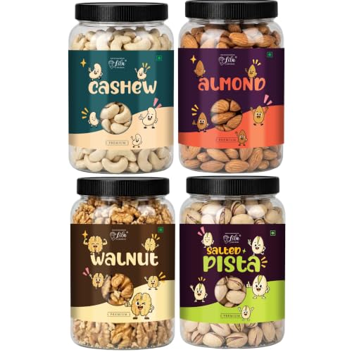 Image of LILA DRY FRUITS Mixed Dry Fruits Combo Almond Cashew Salted Pista Walnut 250 Gms x 4