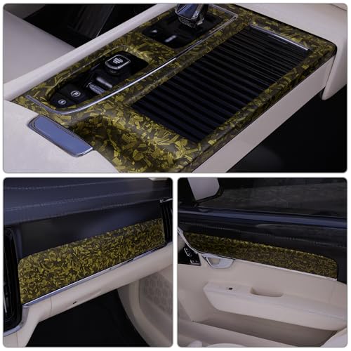 Image of Lypumso Forged Carbon Fiber Vinyl Wrap, Matte Yellow Vinyl Film Roll with Bubble Free Air Release Technology, Premium Self Adhesive Automotive DIY Sticker for Car Interior Exterior (1ft x 5ft)