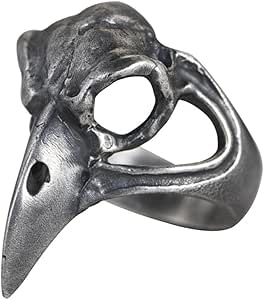 51fhCGoFteL. AC SX300 SY300 QL70 ML2 2025 ForFox Anillo de Calavera de Cuervo de Plata de Ley 925 Anillo de Calavera de pájaro Negro joyería Punk gótica para Hombre niño Talla 20-28