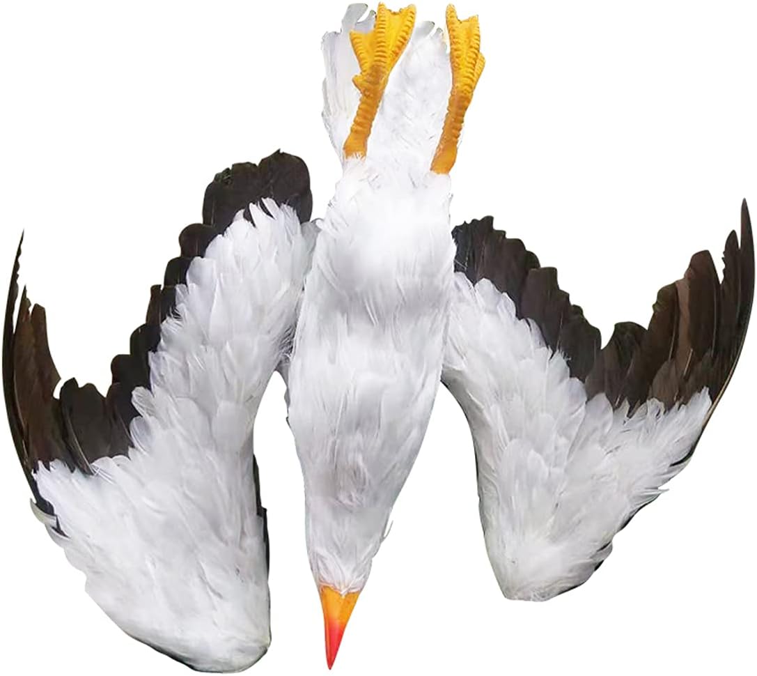 18.5x18.5 inch(LXW) Lifesize Simulated Seagull Realistic Dead Seagull Combination with 95 feet Double Side Laser Tape, Gray+white