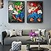 Produktbild Mario Graffiti Art Leinwand Gemälde an der Wand Kunst Poster und Drucke Moderne Street Art Bilder Dekoration-35x50cmx2-Kein Rahmen