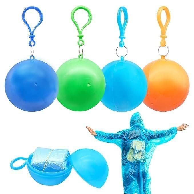vajasil Compact Ball Raincoat(4 PCS), Disposable Rain Poncho Stored In A Ball-Shaped Carrying Case, Making It Easy To Attach To Bags, Backpacks, Keychains. Ideal Travel, Outdoor Activities, Commuting-picture-18