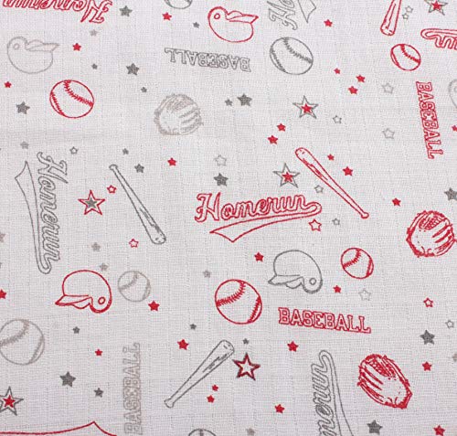 Bacati - Sports Silky Soft Breathable 100% Cotton Muslin Baby Crib Fitted Sheets - Fits Standard 28 X 52 X 5 Crib & Toddler Mattresses (Red/Grey Baseball) #TOP6