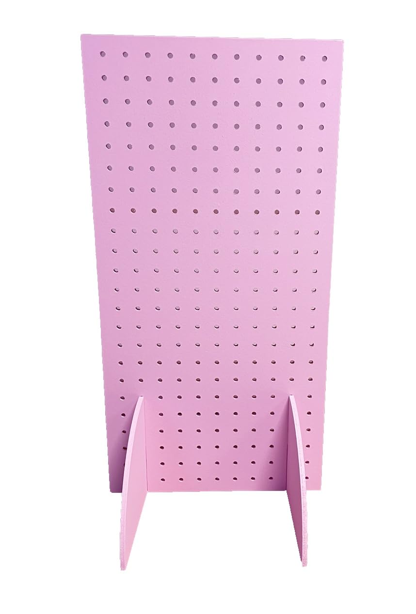 PARTY DECOR Pink Free Standing MDF Peg Board - Size - 800mm x 500mm - 6mm Holes - Great as Tool Organiser - To be used with Wooden Dowels 6mm not included with item