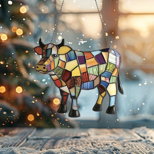 Image of Cow Acrylic Ornaments Suncatcher Women Men Gifts Christmas Decor