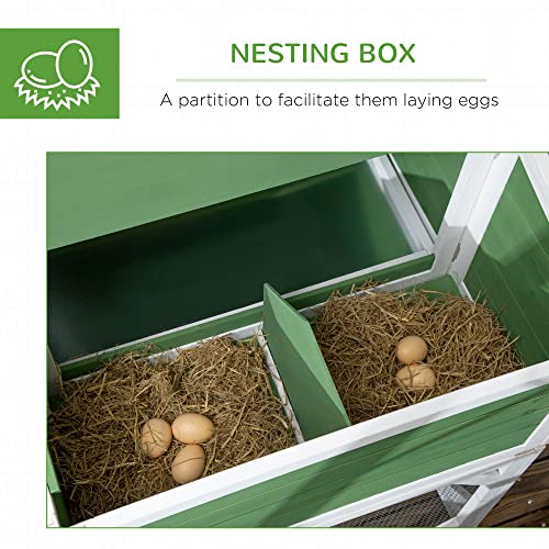 Image of PawHut 49 inch Small Chicken Coop Hen House with Garden Space, Chicken House Outdoor Run Cage with Weather Protection, 2-4 Birds, Green