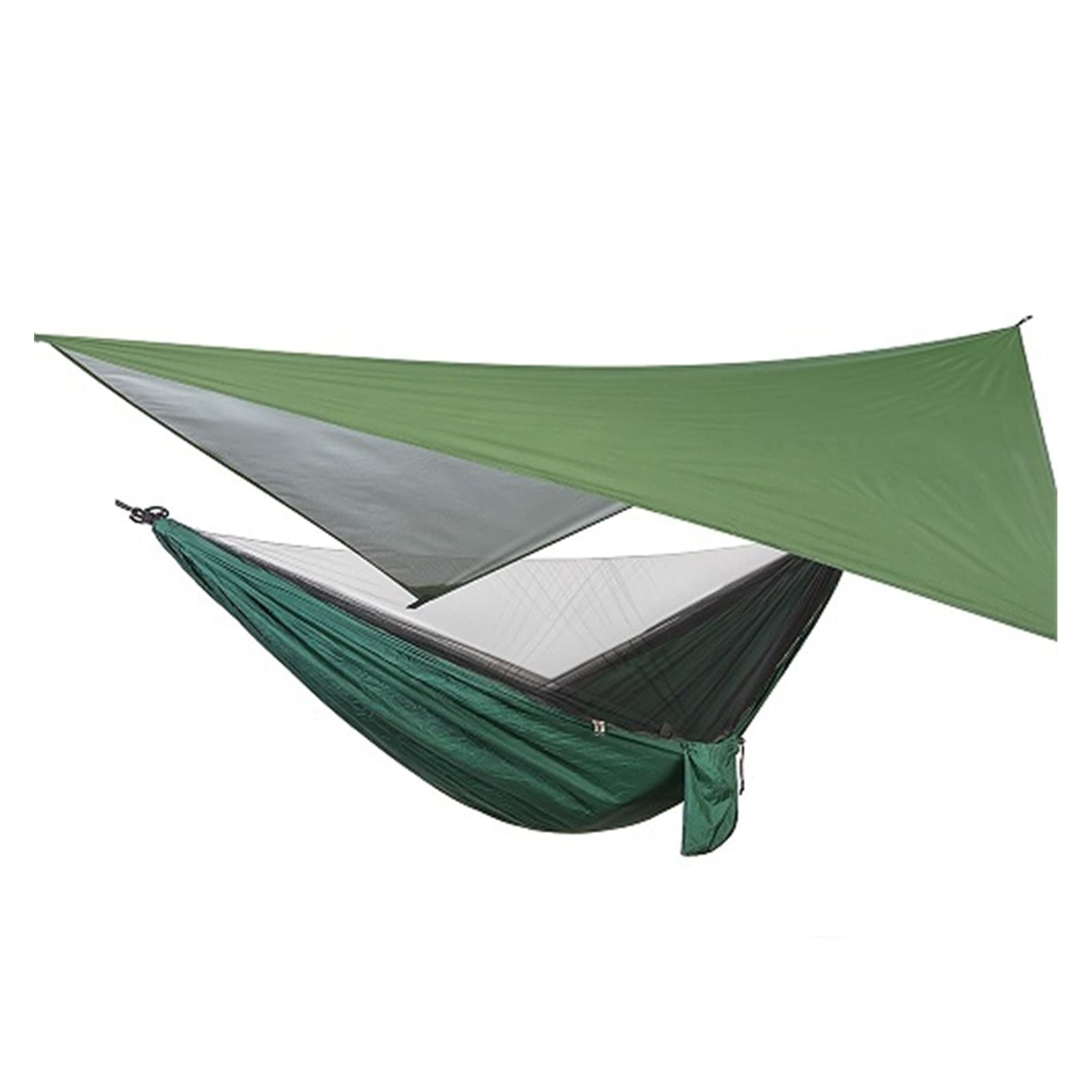 Amaca portatile da campeggio con zanzariera, telo antivento leggero, materiale bue 400D, ideale per escursioni all'aperto e avventura (verde)
