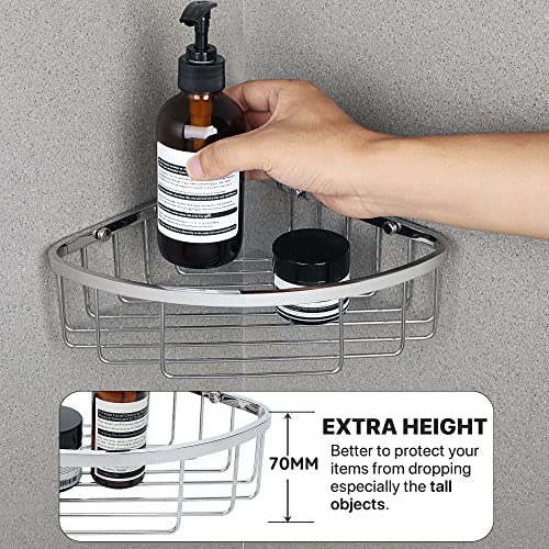 SAYAYO 2 Pack Corner Shower Caddy Shower Basket Organiser SUS304 Stainless Steel Chromed Corner Shelf Storage Wall Mounted for Bathroom Kitchen 185mm*275mm - Image 4