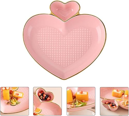 Miniatura 5 de Sashimi Platos de cerámica en forma de corazón Plato de vajilla Plato de ensalada de postre Bandeja para servir desayuno Platos de porcelana Platos
